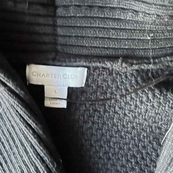 90s black grandpa sweater button down shawl collar cable knit cardigan large - Picture 13 of 13